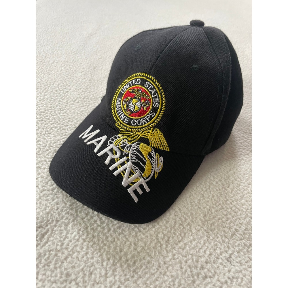 Unbranded Mens OSFM Baseball Cap Black USMC Marine Corps Embroidered Hat